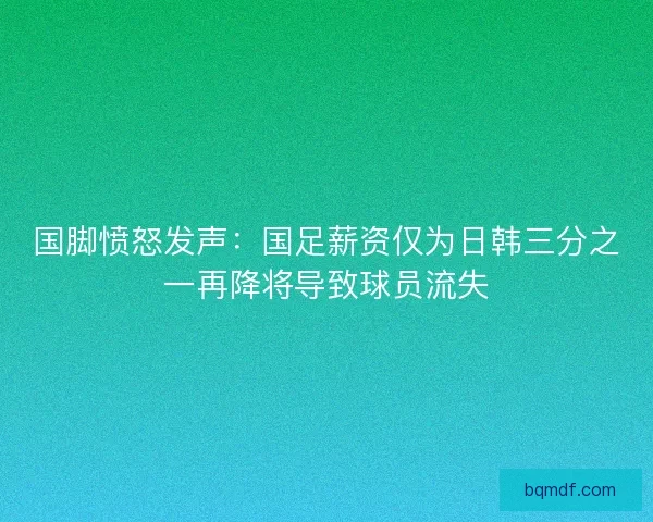 国脚愤怒发声:国足薪资仅为日韩三分之一再降将导致球员流失 国脚愤怒发声:国足薪资仅为日韩三分之一再降将导致球员流失