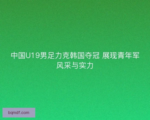 中国U19男足力克韩国夺冠 展现青年军风采与实力