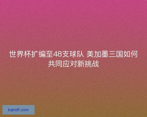 世界杯扩编至48支球队 美加墨三国如何共同应对新挑战