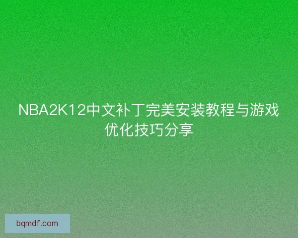 NBA2K12中文补丁完美安装教程与游戏优化技巧分享